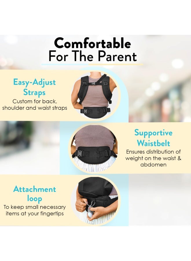 شيكو Chicco SnugSupport 4-in-1 Infant Carrier, Front and Back Carry Positions, Infant Backpack, Baby Carrier Newborn to Toddler, for Infants 3.4-15 kgs | Black - Image 5